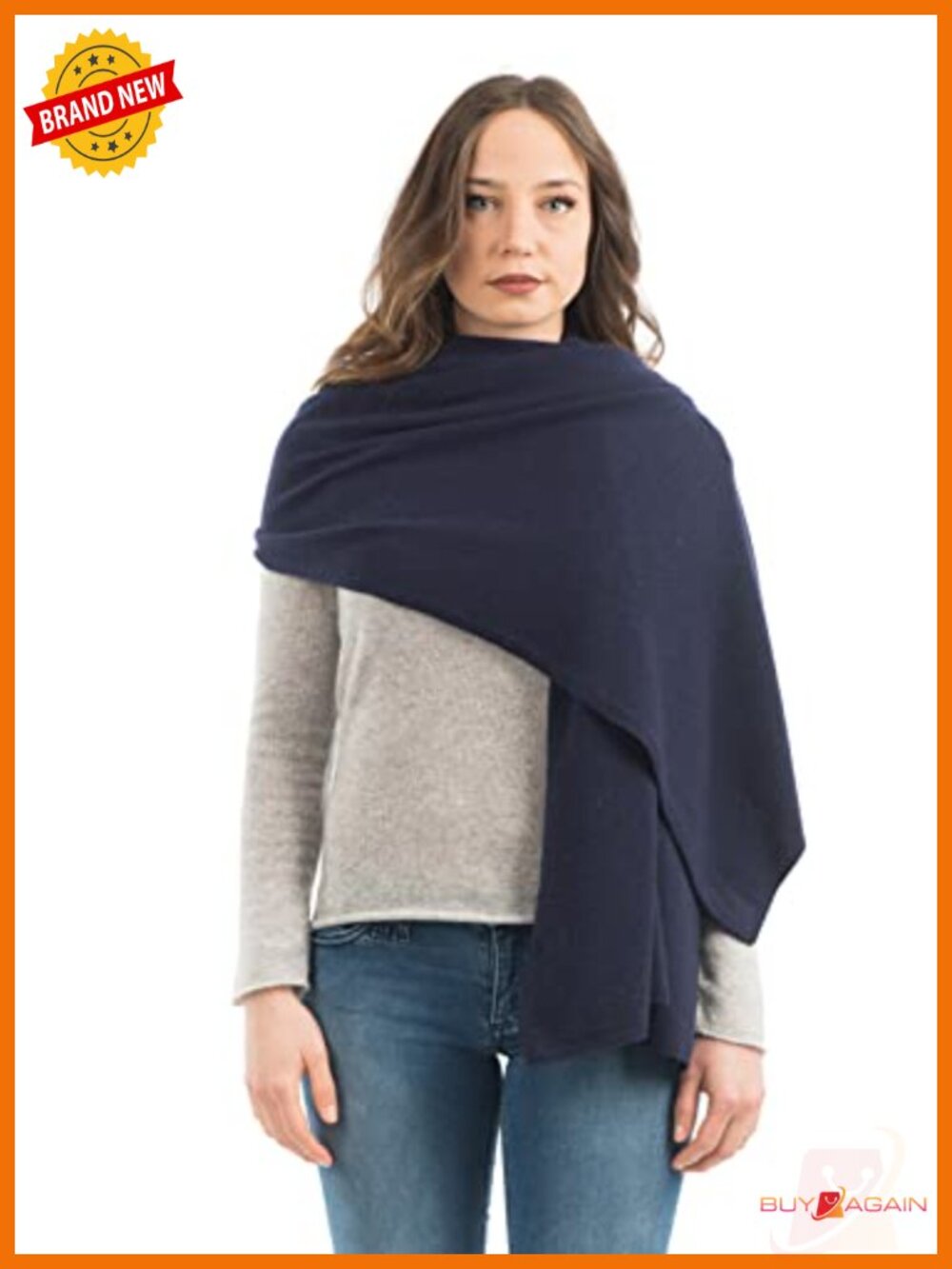 Wool Cashmere Blend Stole Wrap Shawl Scarf Italy One Size